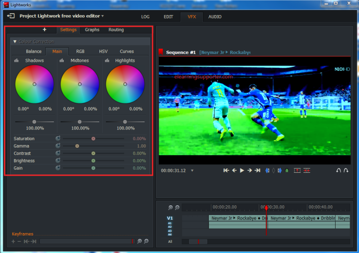 Lightworks colour correction effecs