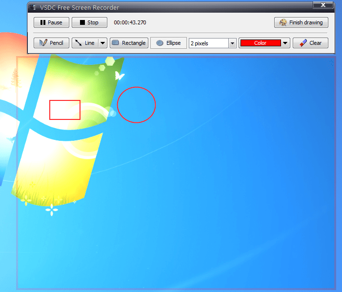 VSDC recording screen