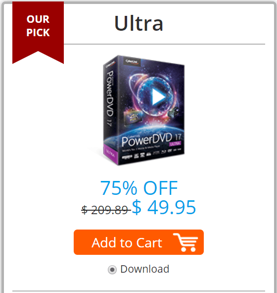 Cyberlink PowerDVD 17 Ultra Deal 75%