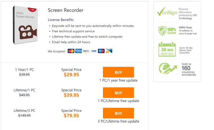 Gilisoft Screen Recorder Prices