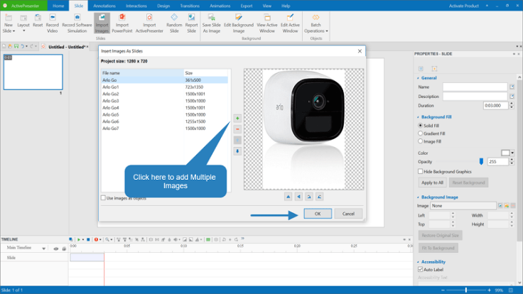 Add images to slideshow