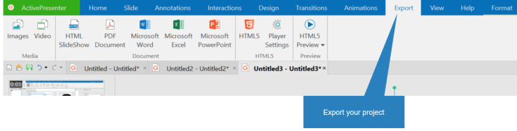 Export Project to Create slideshow