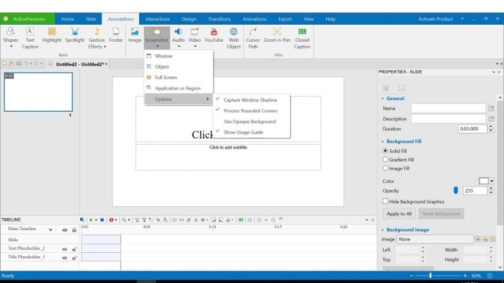 Take Screenshot on ActivePresenter