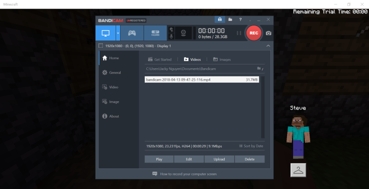 Record Minecraft with Bandicam
