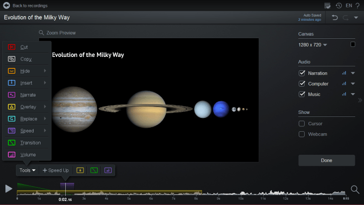 Screencast O Matic Advanced tools