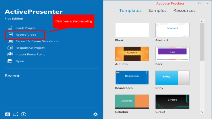 Launch Recording Toolbar in ActivePresenter