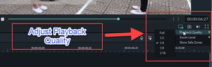 Filmora 9 Adjustable Playback Quality