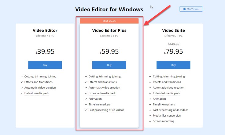 Movavi video editor plus pricing plan