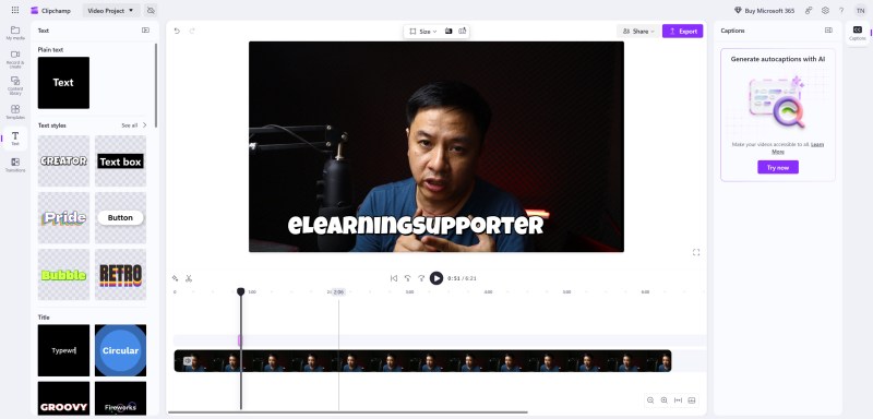 Clipchamp video editing software