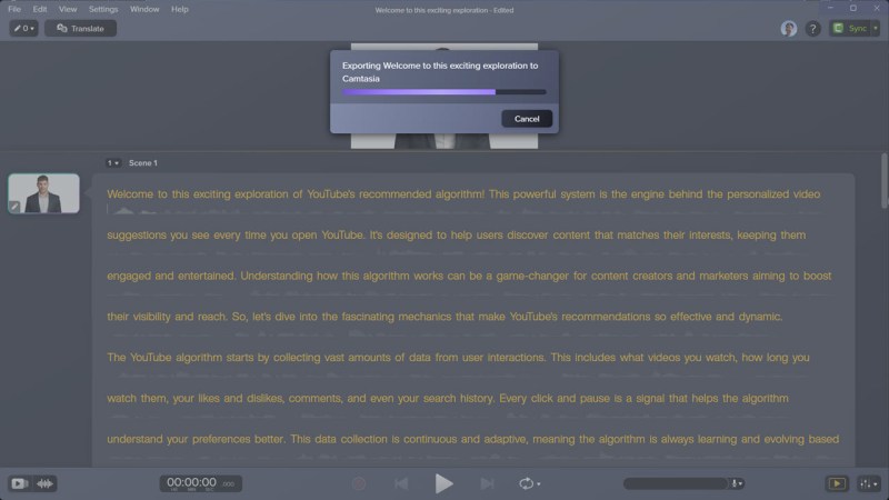 Camtasia Audiate text-based audio editing panel